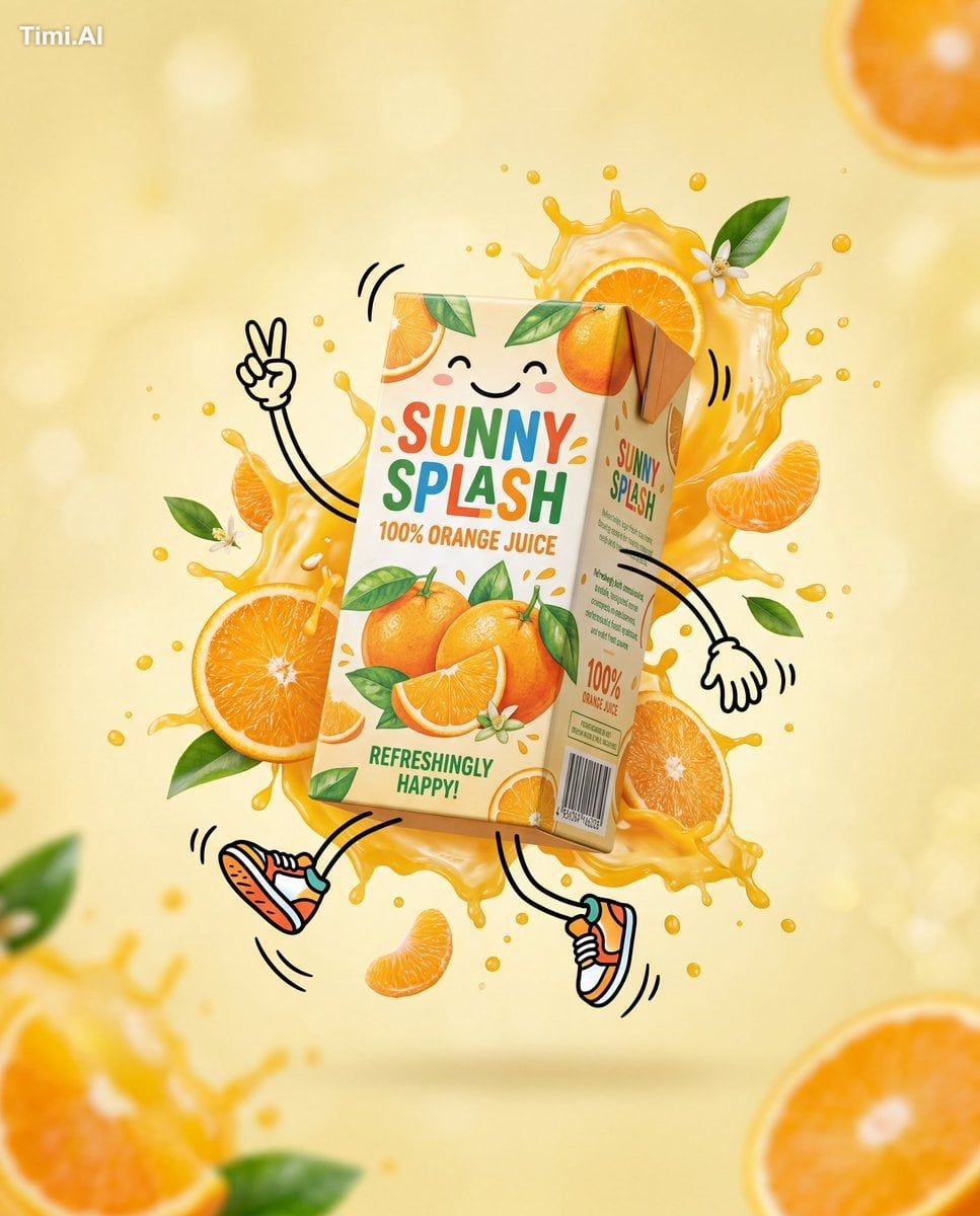 A professional product advertisement photography for a juice carton box…