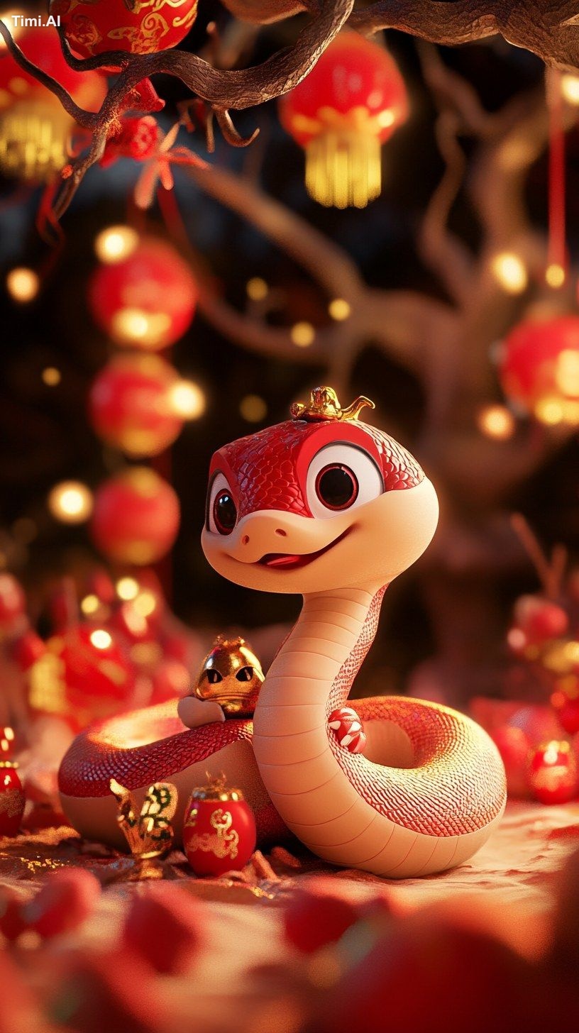 The cute Snake as the theme, anthropomorphized, with a round and chubby…