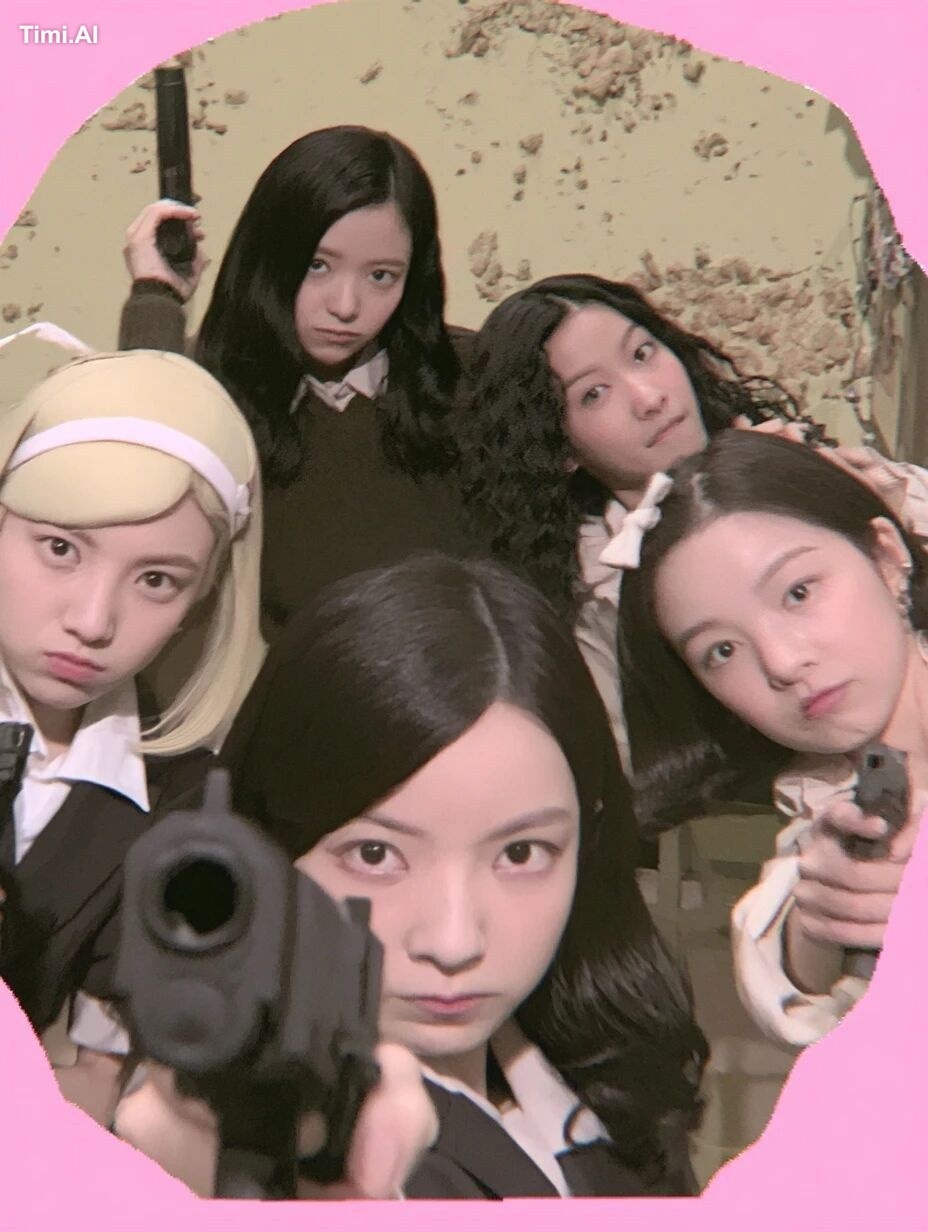 https://s.mj.run/KdWd7rdBfkE 5 girls holding gun --ar 3:4 --sref https:…
