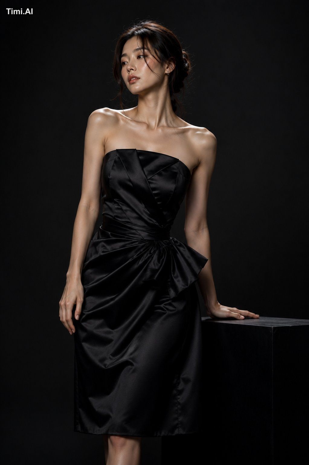 A stunning young Korean woman in a high-end fashion studio photoshoot, … 1