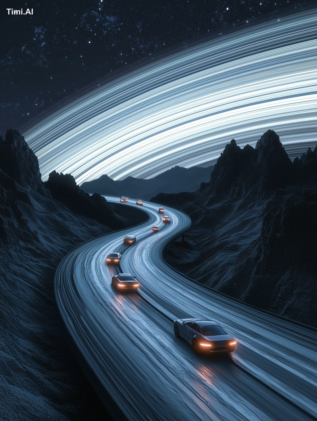 cars driving on the rings of Saturn --ar 3:4 --quality 2 --v 6.1