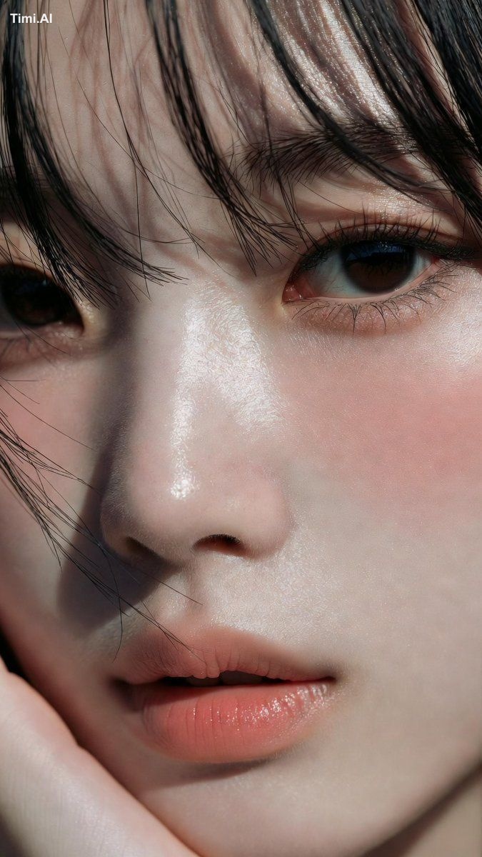 Ultra-realistic beauty photography, extreme intimate close-up portrait …