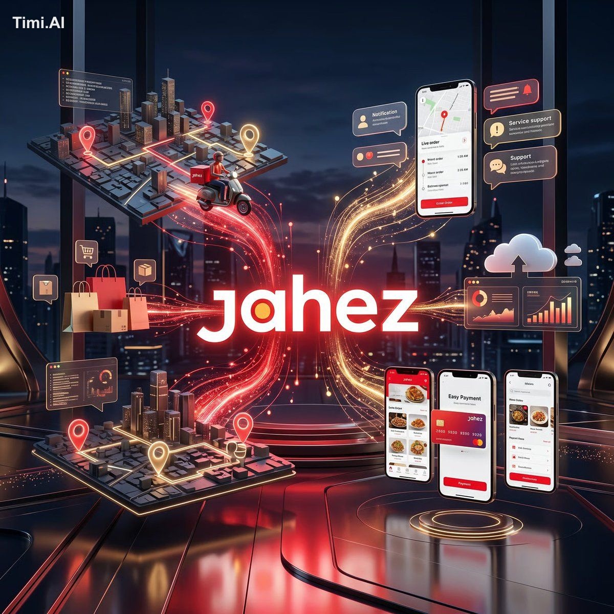 Create a premium futuristic ad where [APP ICON] floats in the center an… 1