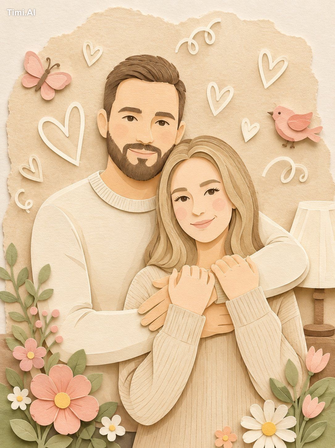 Transform the uploaded portrait into a whimsical handcrafted paper dior… 1