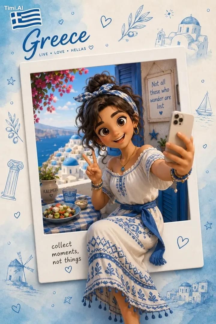 Create a premium collectible travel poster in a cute stylized 3D cartoo… 1