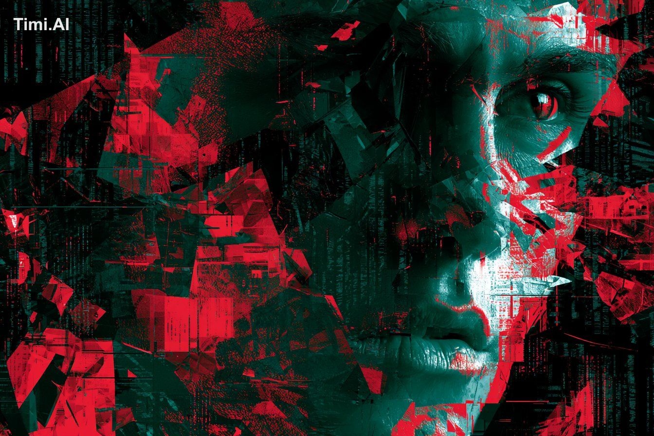 A Broken Matrix Mosaic of [SUBJECT], featuring shattered code, fragment… 3