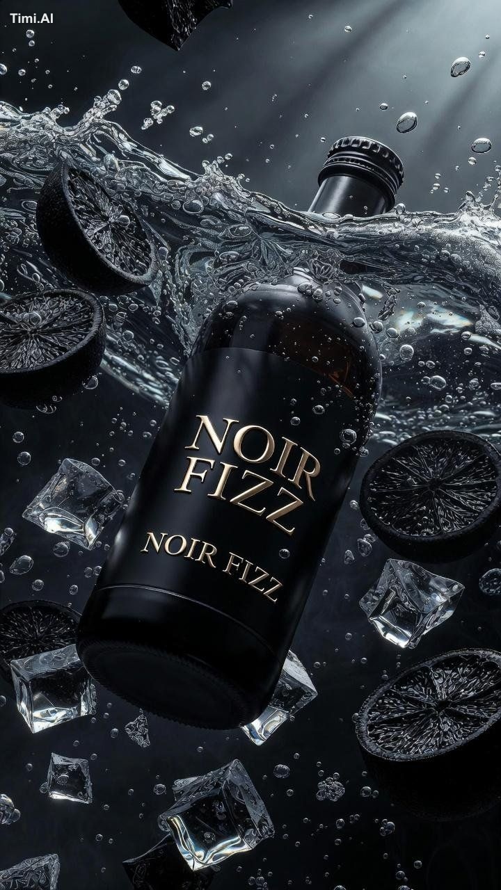 Ultra-cinematic product photography of a matte black luxury soda bottle… 2