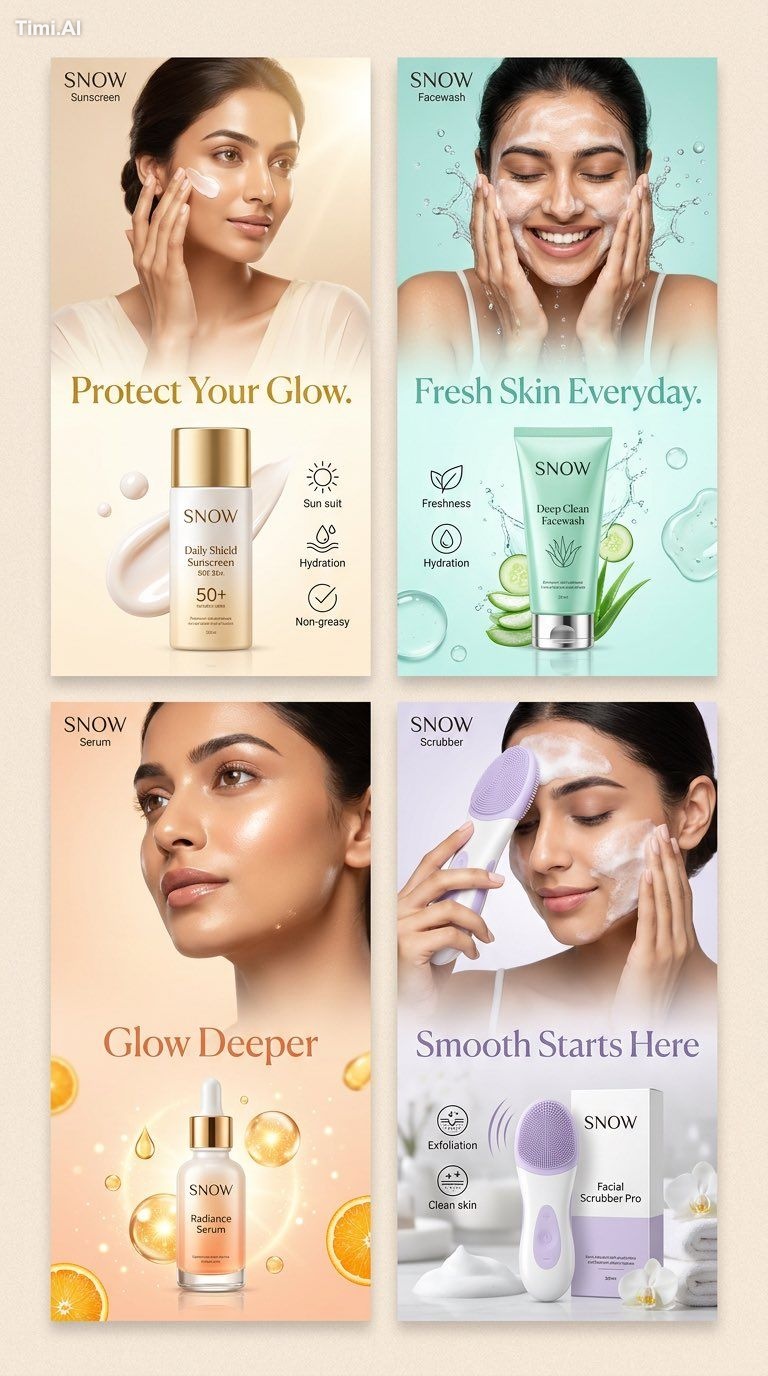 Ultra premium Indian skincare SMM campaign system, luxury beauty advert… 3