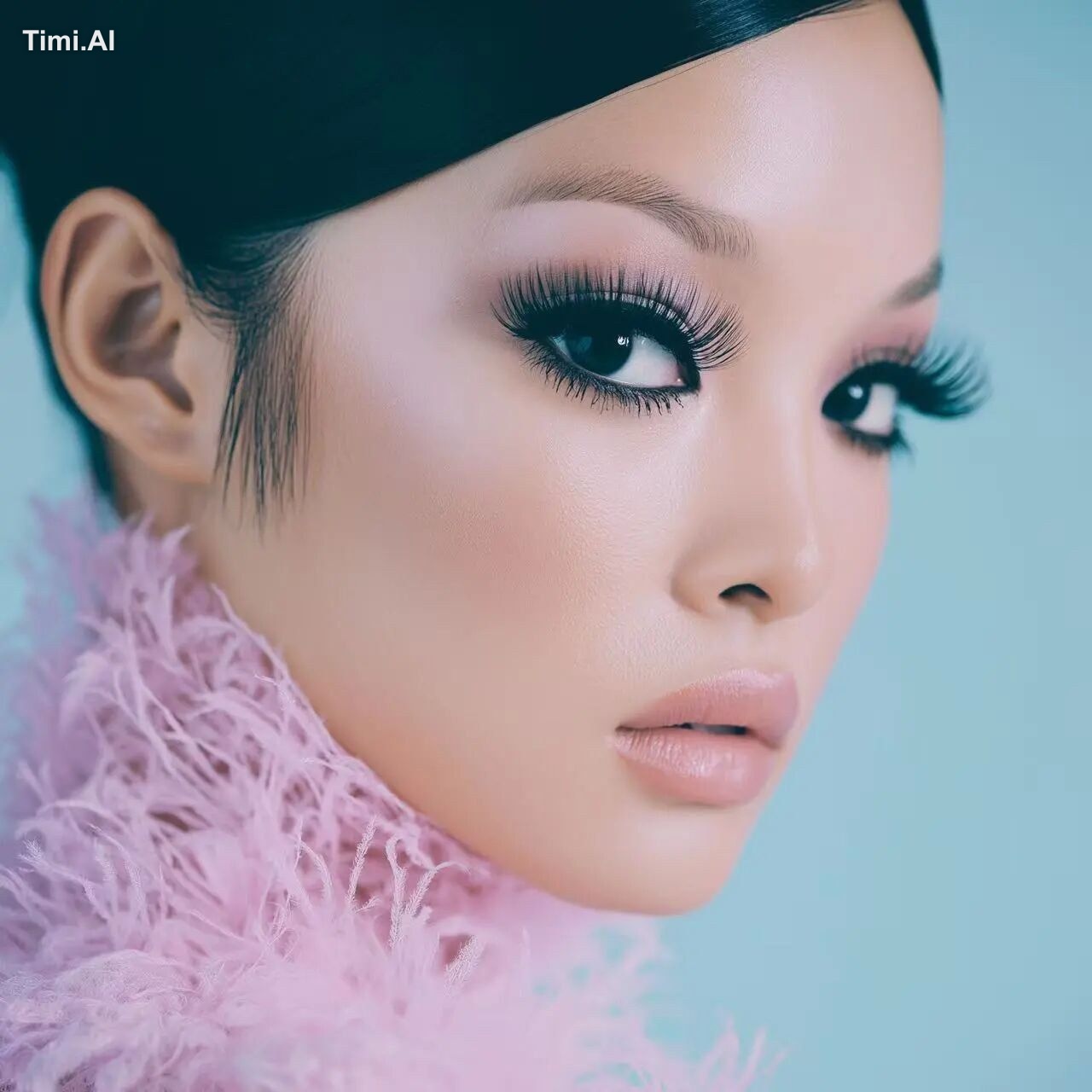 modern 60s make up look based in twiggy on a asian girl with straight b…