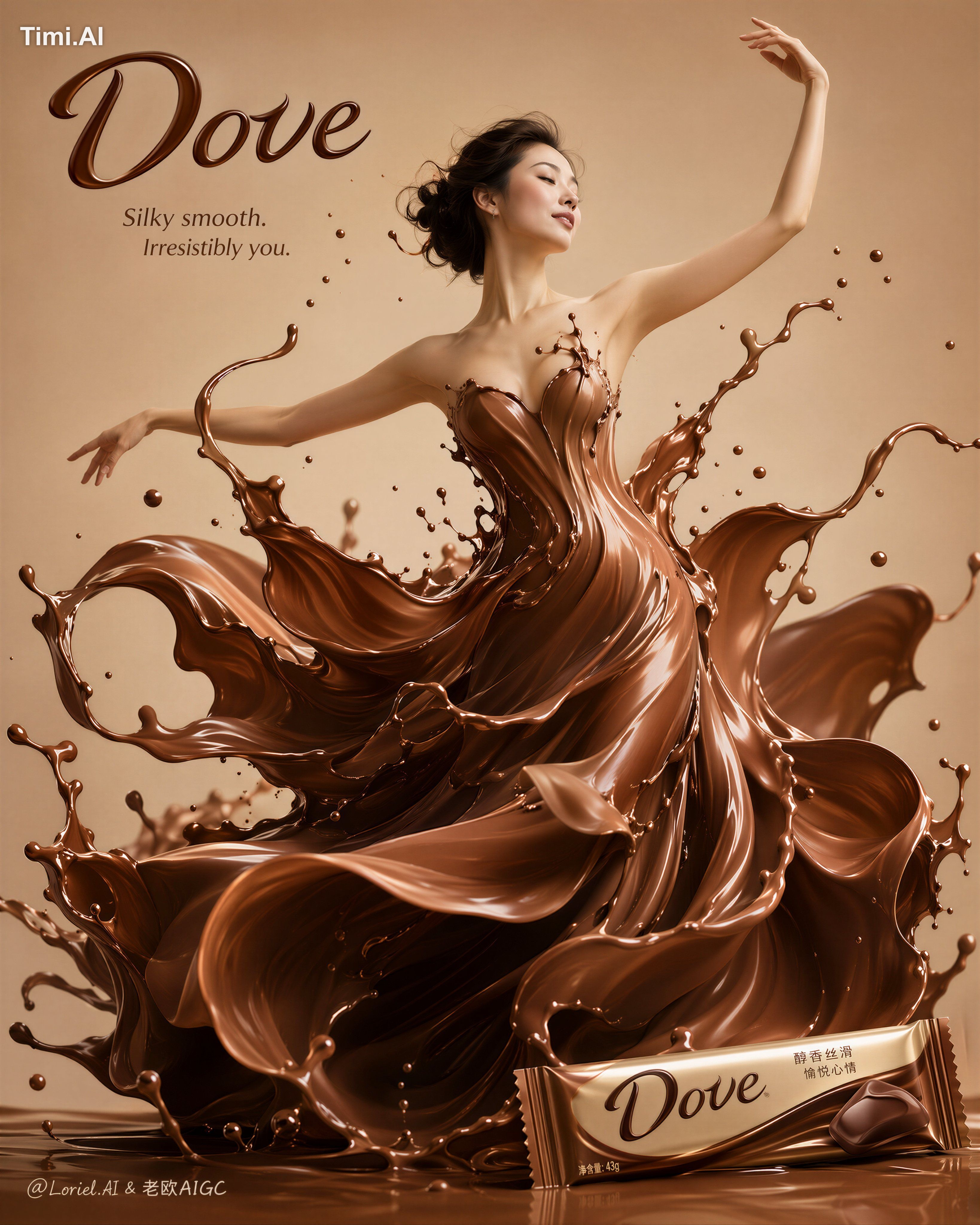 messy splash chaos, fake fabric dress, cartoon chocolate, muddy liquid,…