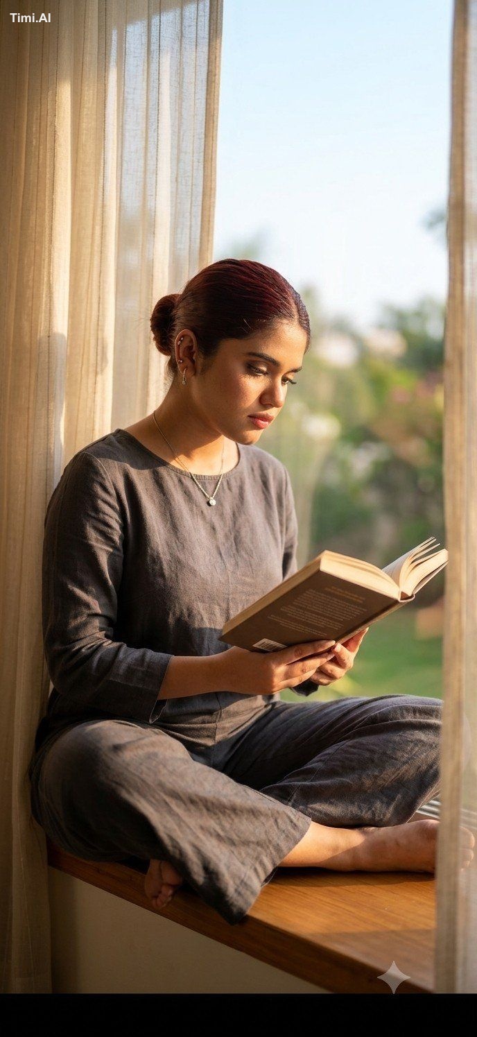 The quiet comfort of a perfect reading corner.📖 **Gemini Prompt** Self… 1
