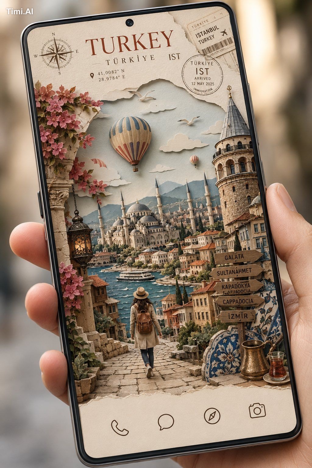 Create a premium smartphone homescreen wallpaper in the style of a high… 1
