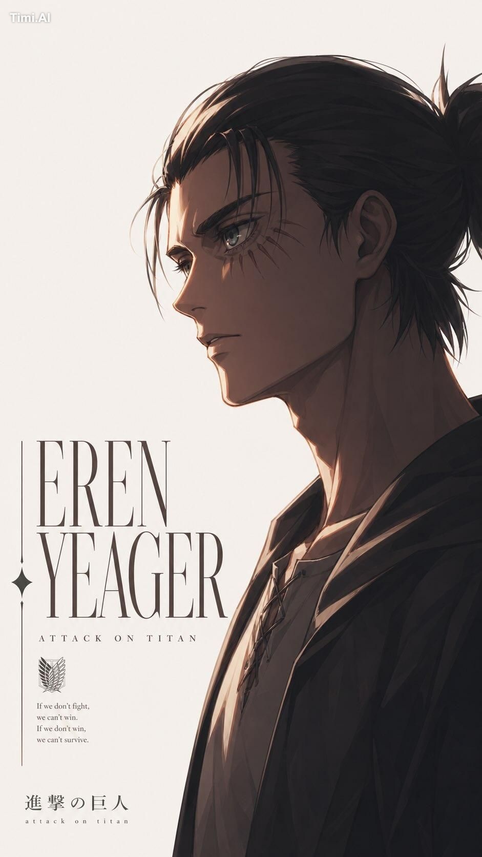 Eren Yeager from Attack on Titan, rendered in an American-style thick p…