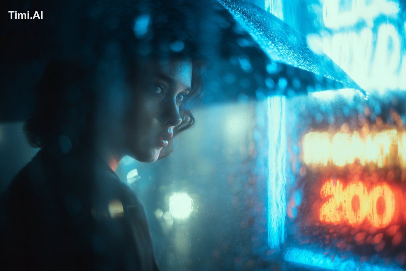 A photorealistic [subject] seen through raindrop-covered glass. Misty a… 1
