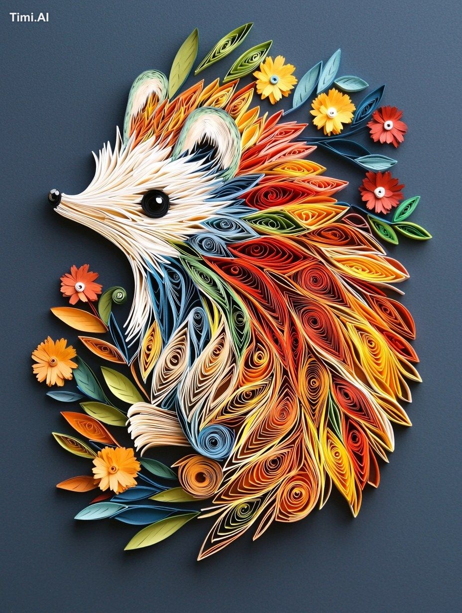 hedgehog ，created using paper quilling , --ar 3:4 --quality 2 --v 6.1