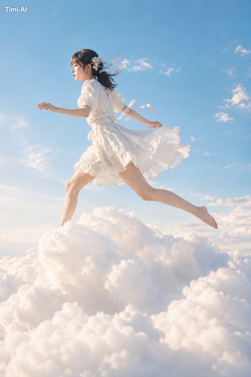 白いリボンだけが、少し遅れて追いかけてくる ☁️🕊️✨ #AIart #AI写真 #雲の上 【GPT Image2プロンプト】 主題： 雲を…