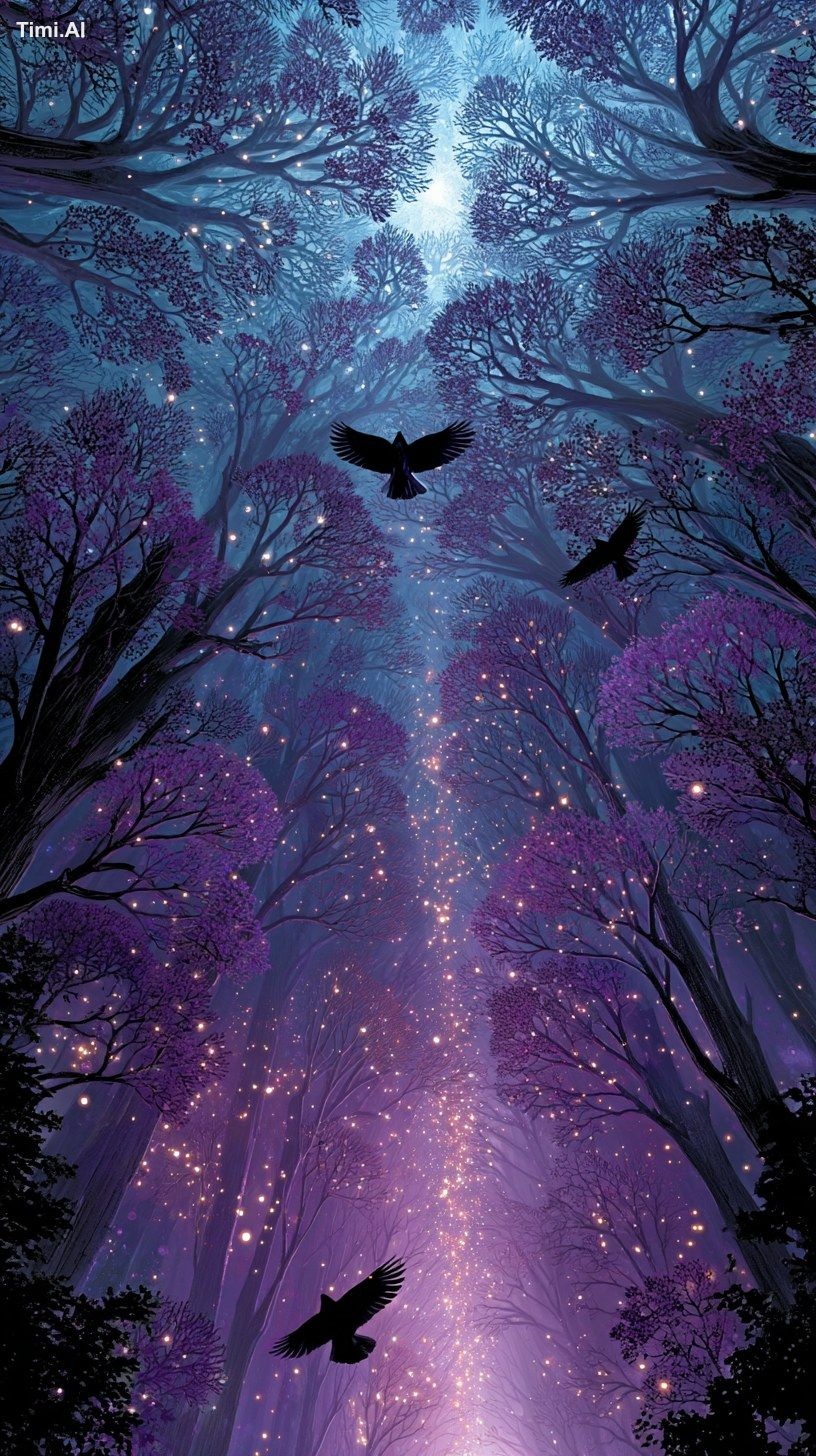 A mystical world tree stretching through multiple realms, each branch g…