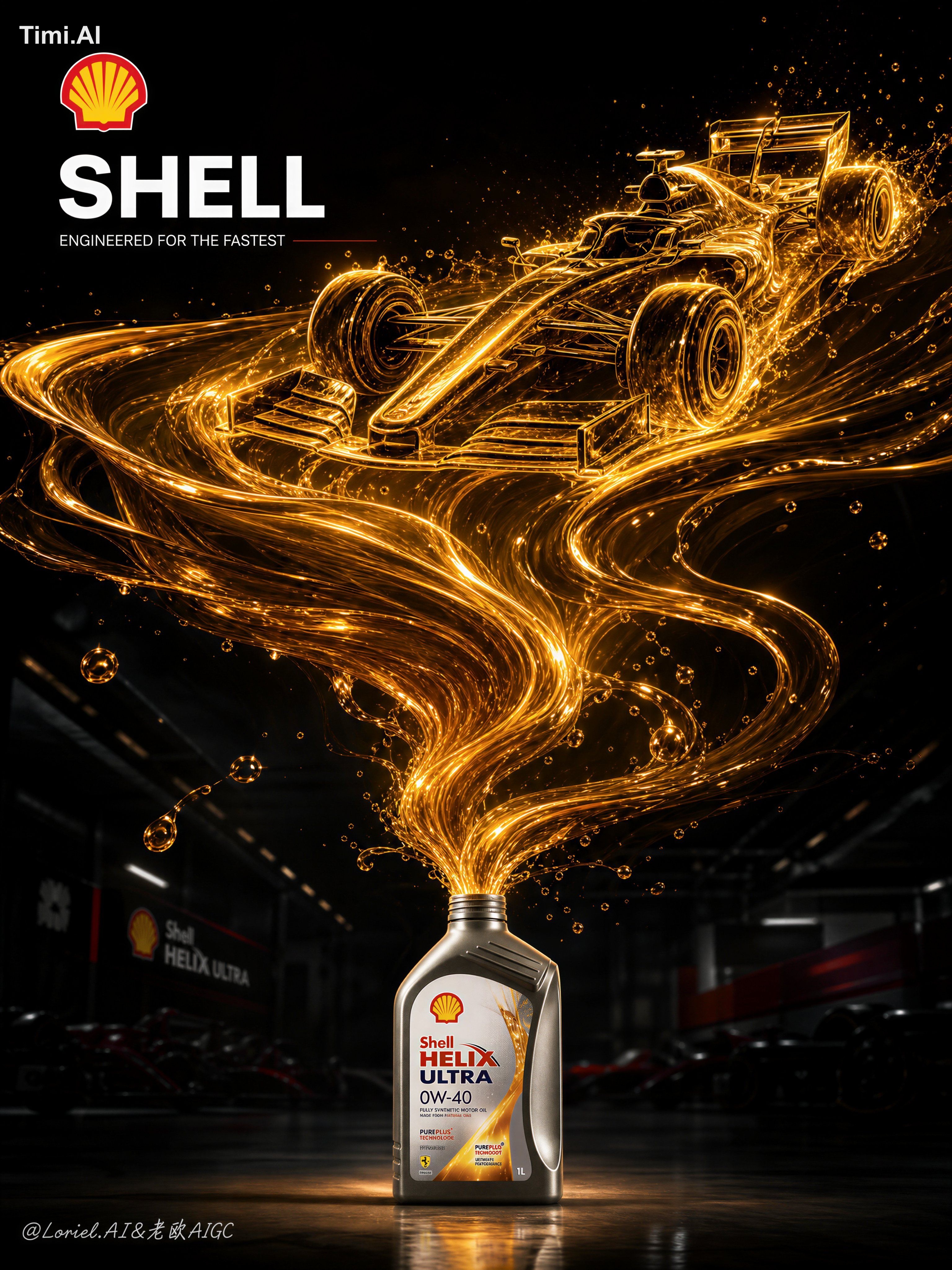 fake logo, blurry label, generic oil bottle, plain light trail only, th… 1