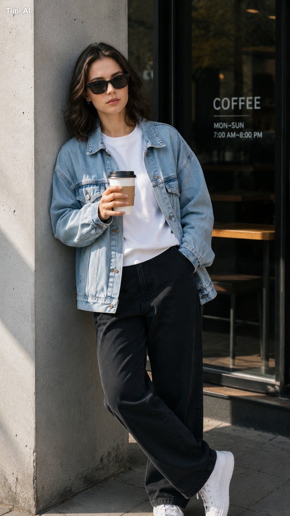 Ultra-realistic street style portrait of a young person(match face) lea…
