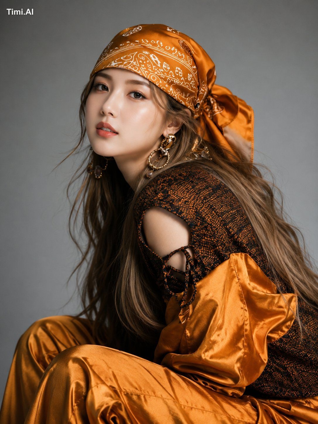 Ultra realistic luxury fashion editorial portrait of a beautiful young …