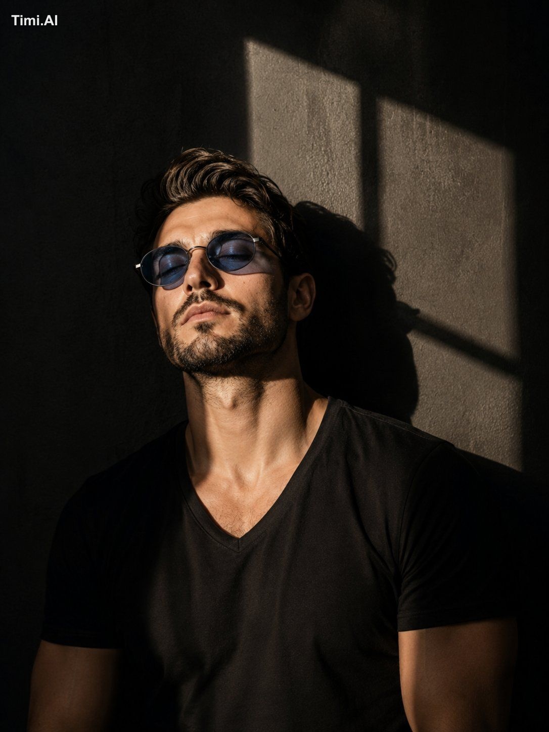 A dramatic, low-key portrait of a young man use image for face referenc…