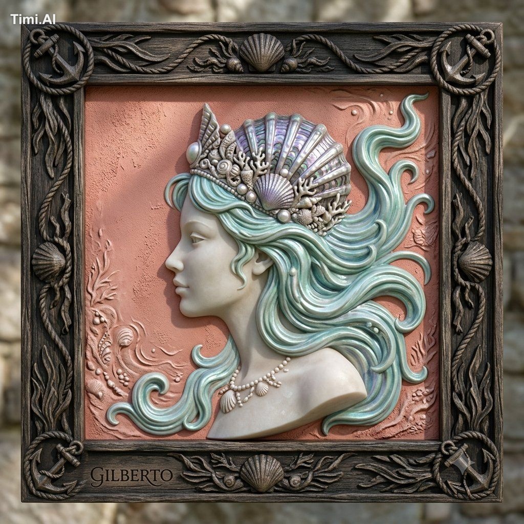Create a luxurious, museum-quality 3D bas-relief sculpture portraying a… 2