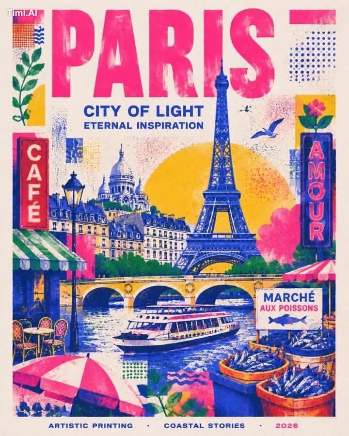 Create a stylish modern travel poster inspired by risography about DUBA… 2
