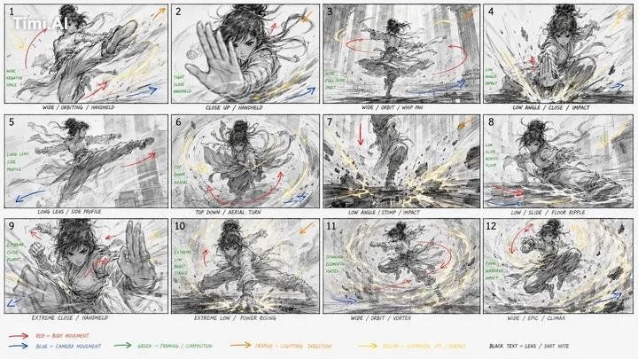 A cinematic anime-style martial arts scene featuring a young female war…
