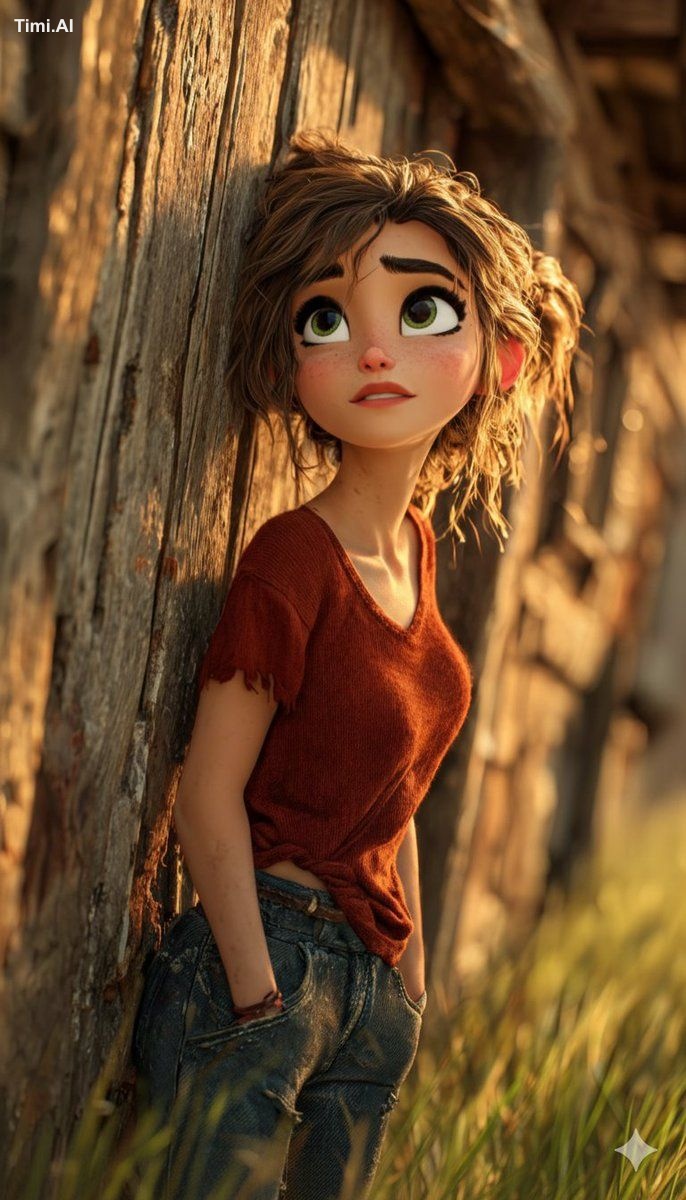 1. A high-quality 3D digital animation style illustration of a young wo…