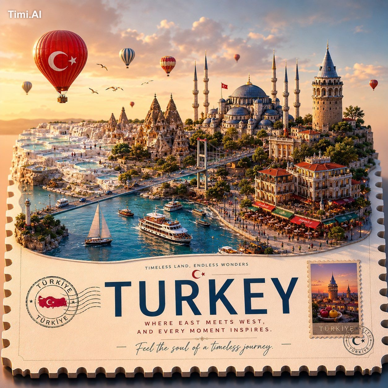 Create a premium stylized 3D isometric travel poster of [LOCATION NAME]… 3