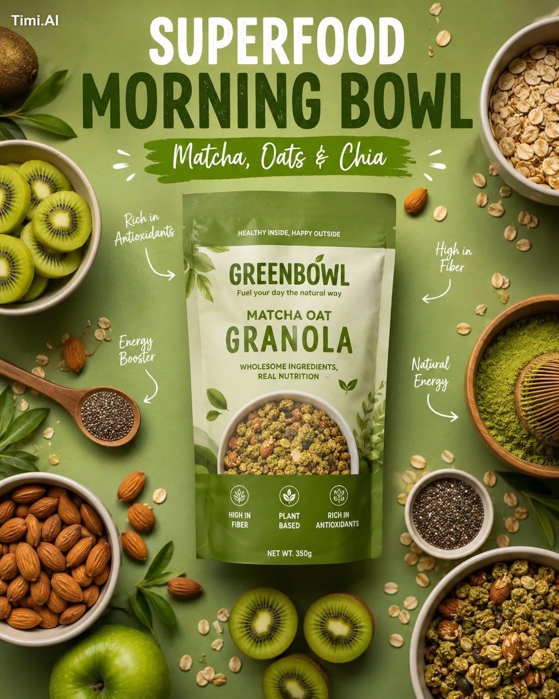 (Chocolate Protein Muesli Ad) Premium protein breakfast food advertisem…