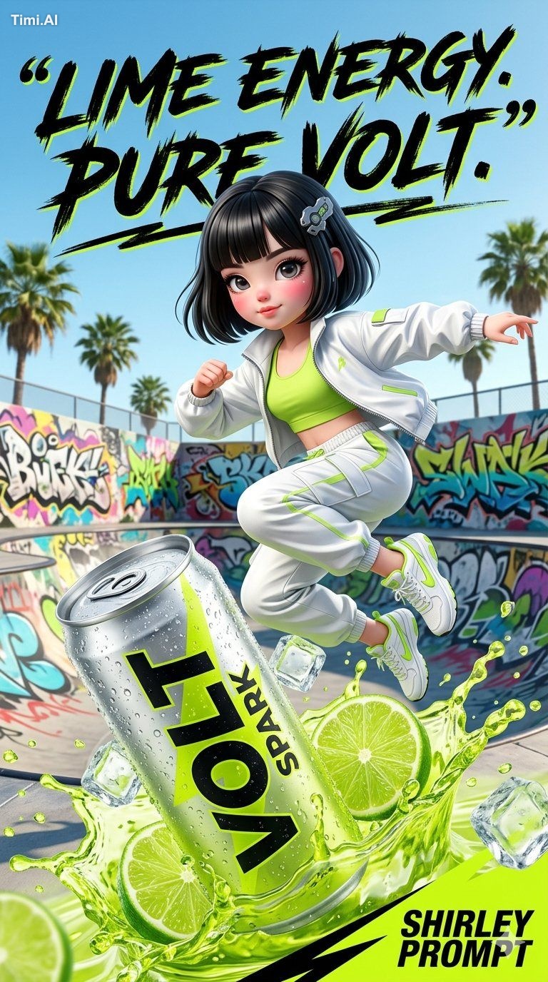 A dynamic high-energy beverage advertisement poster for an energy drink…