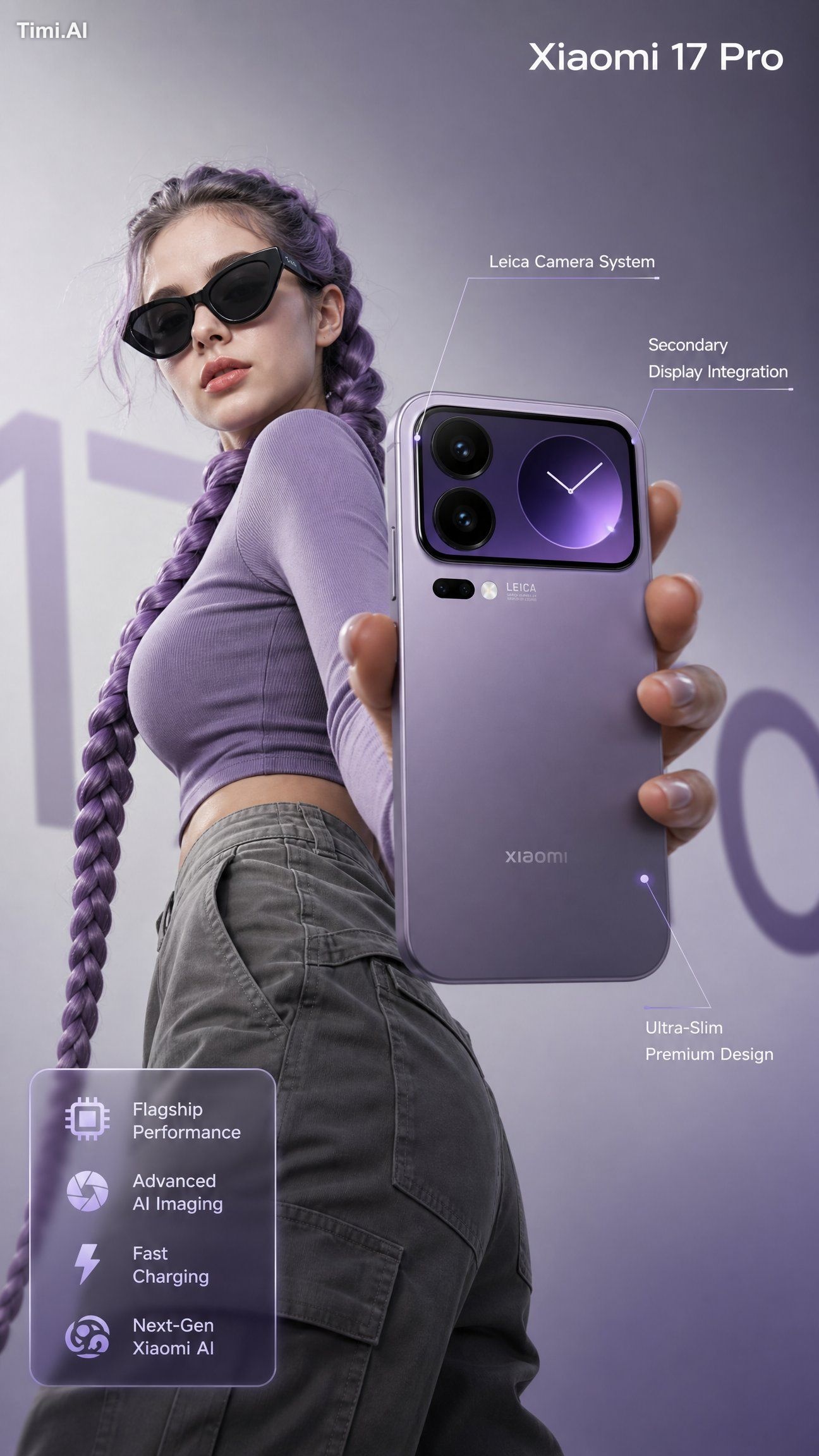 Ultra-realistic premium smartphone advertisement, featuring a confident…