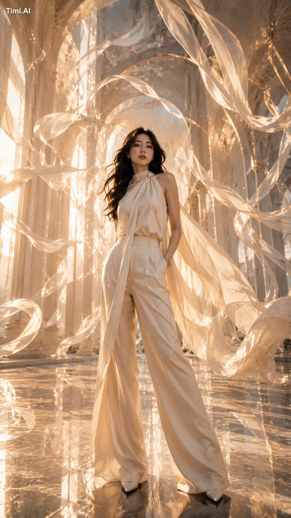 An ultra-premium high-fashion editorial portrait of a beautiful young E…