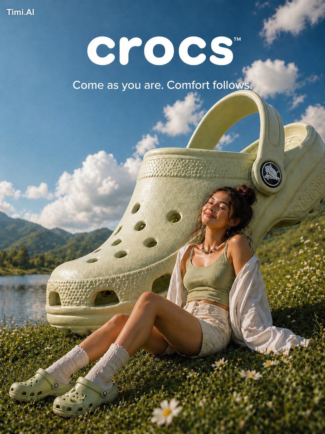 👇 Create a luxury, minimal, high-end social media ad design for Crocs …