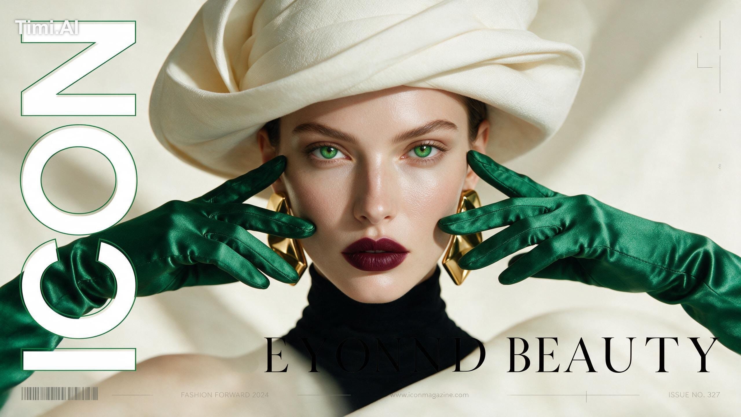 Ultra-realistic high-fashion editorial magazine cover featuring a stunn…