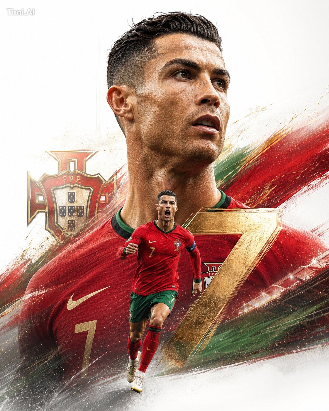 Ultra premium Cristiano Ronaldo sports poster clean white editorial bac…
