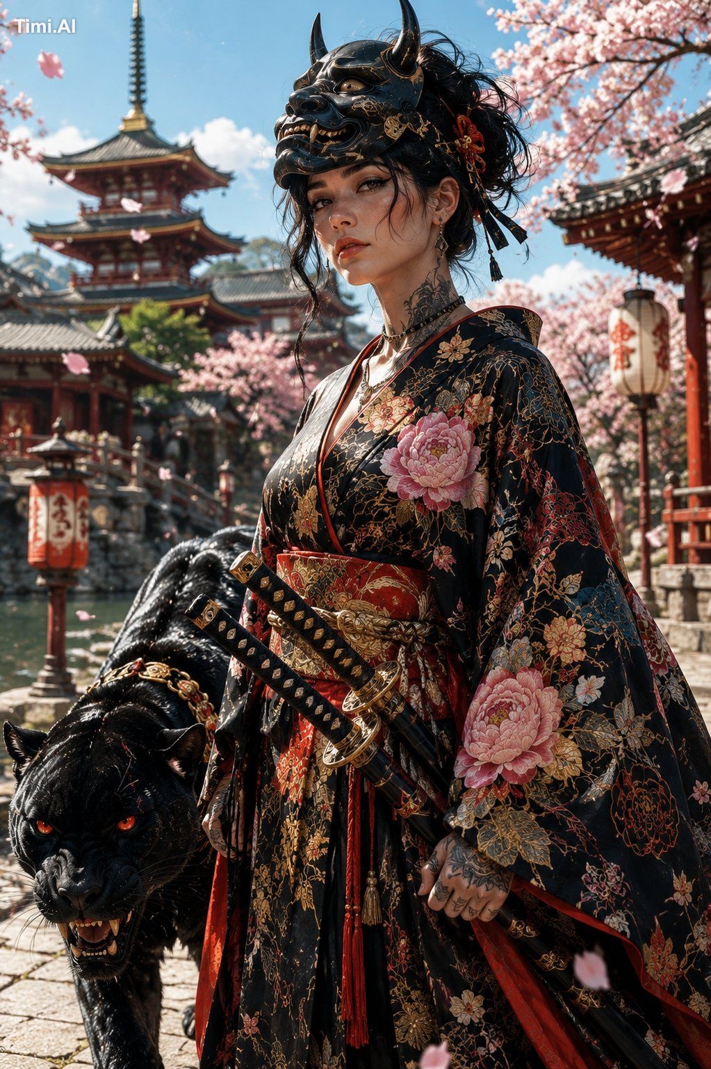 A hyper-detailed, cinematic medium-full shot of a beautiful young femal…