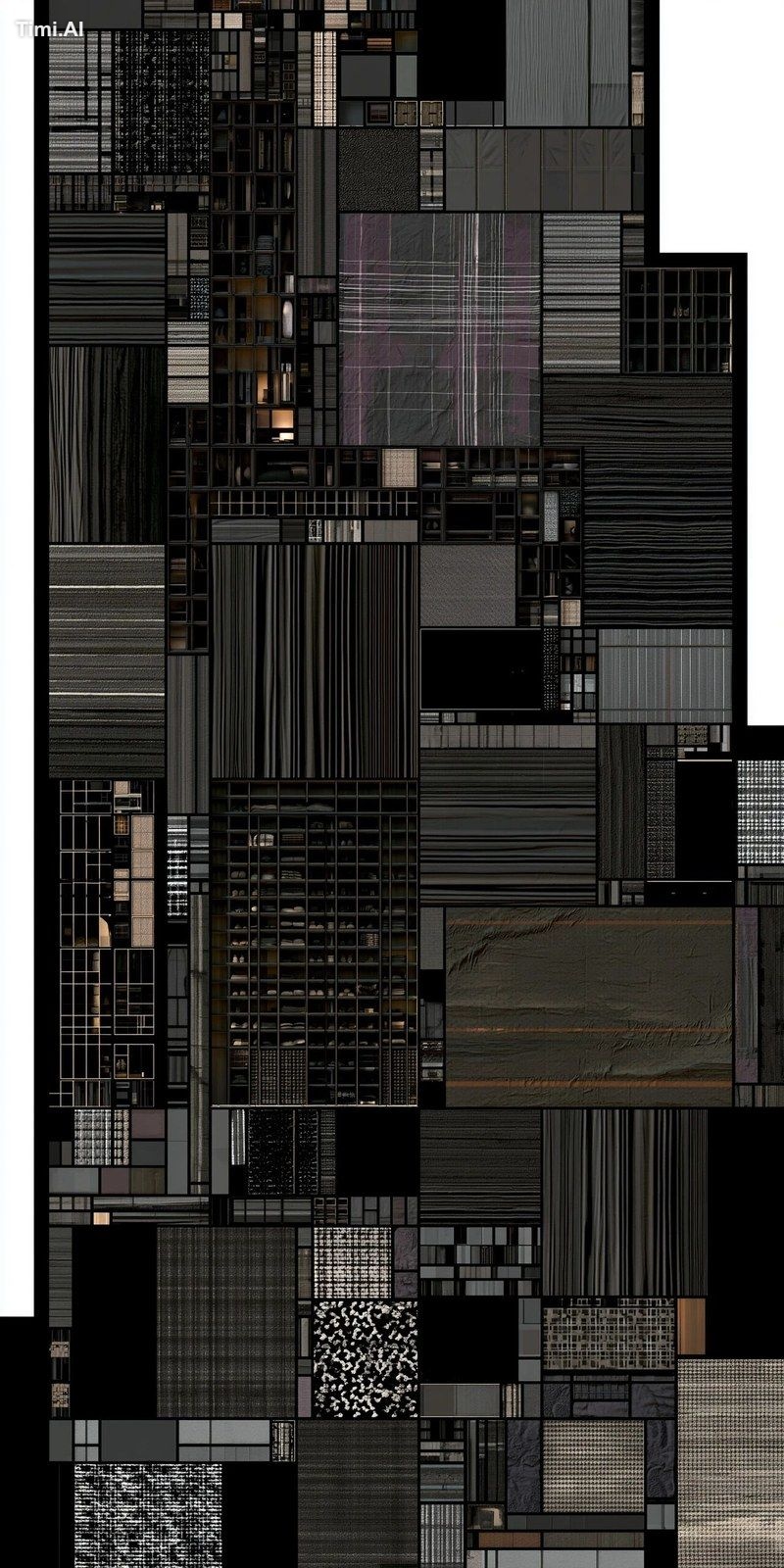 an overview plan of a building with shelves, in the style of pierre sou…