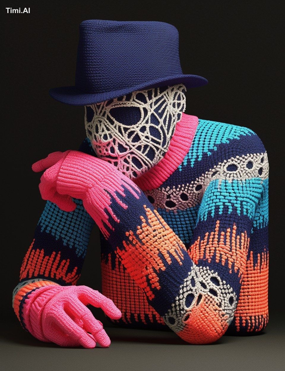 Freddy Krueger Amigurumi, inspired by the works of Yayoi Kusama, in a p…