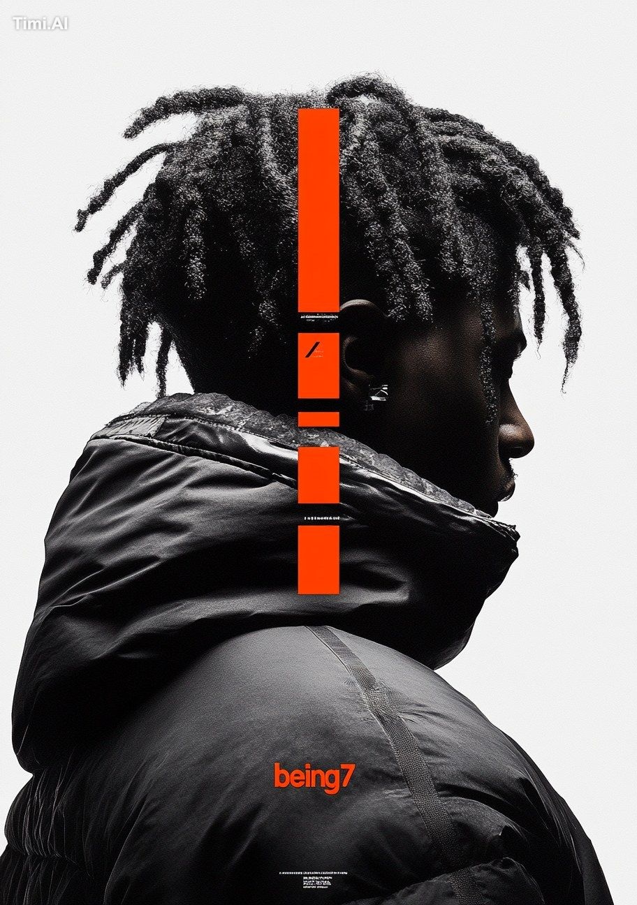 poster for "", featuring an extreme close-up of the back profile of afr…