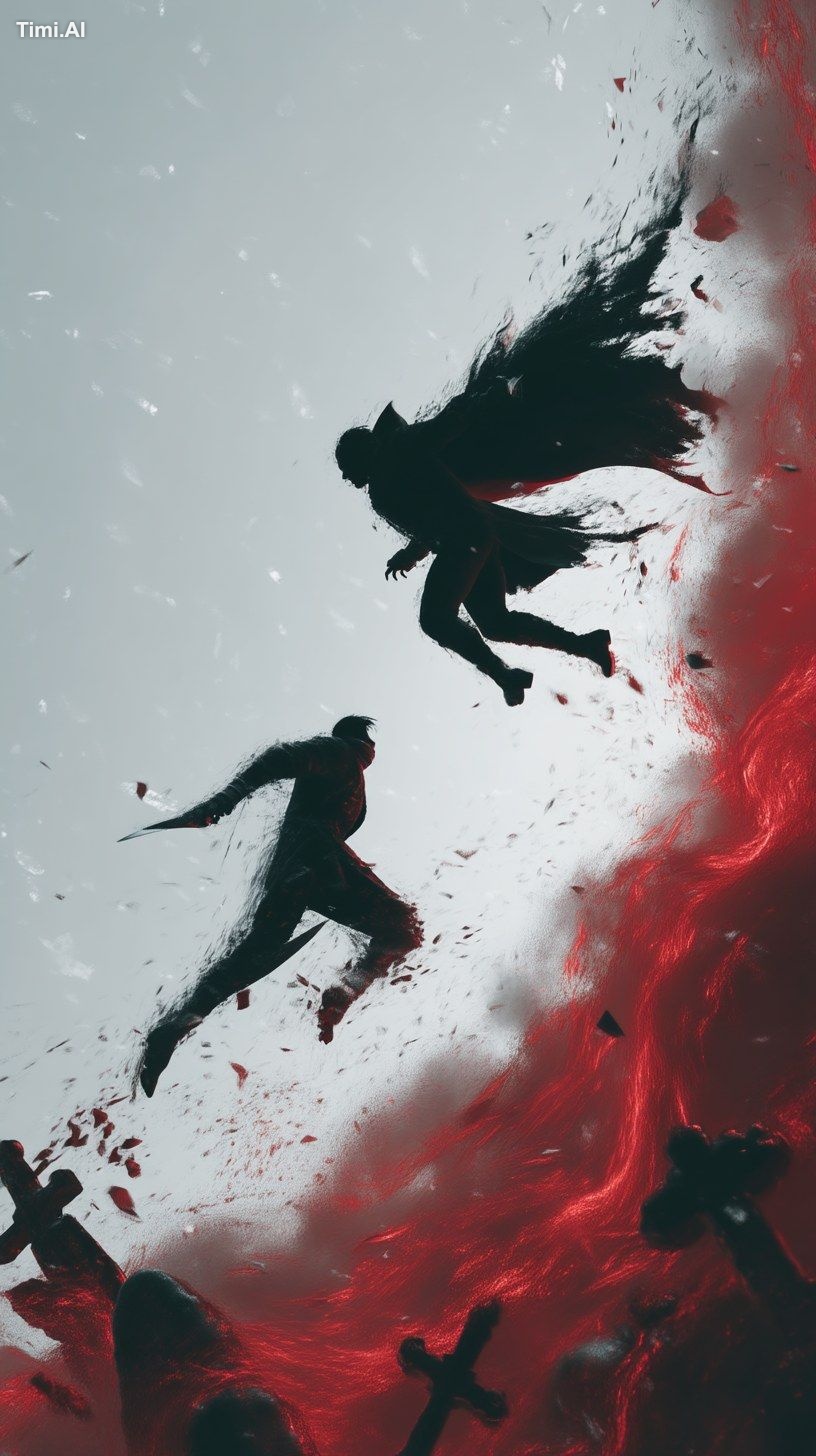 Cinematic, photorealistic,dynamic aerial battle transition scene**. Two…