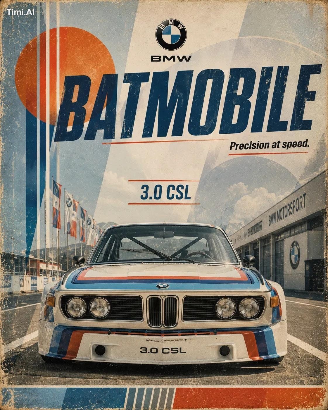 Retro motorsport poster for [CAR], 4:5 vertical. Show a front-facing lo… 2