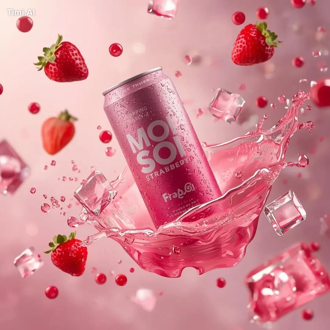 Ultra-realistic commercial beverage advertising shot of a tall aluminum… 1