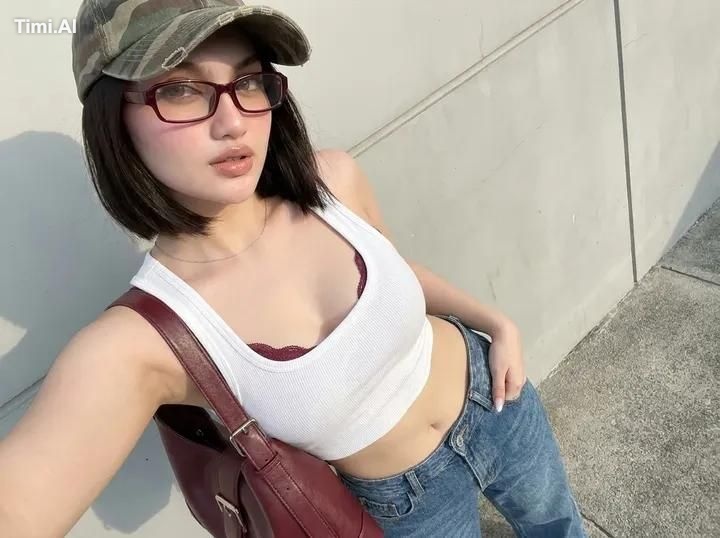Ultra-realistic fashion selfie portrait of a stunning young adult woman… 1