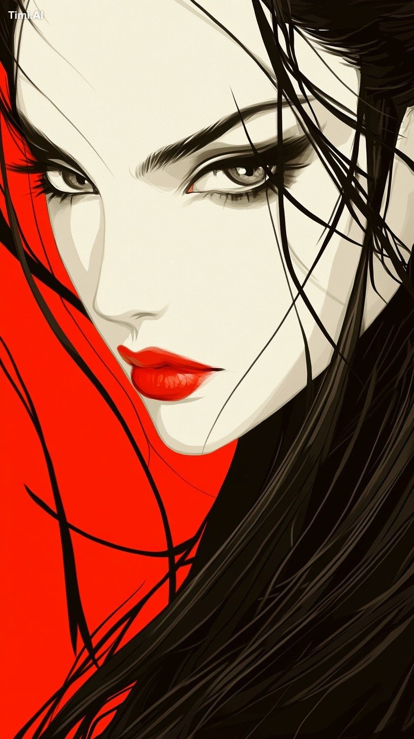 Illustration. Manga. Patrick Nagel. High Contrast. Flowing line. Shadow…