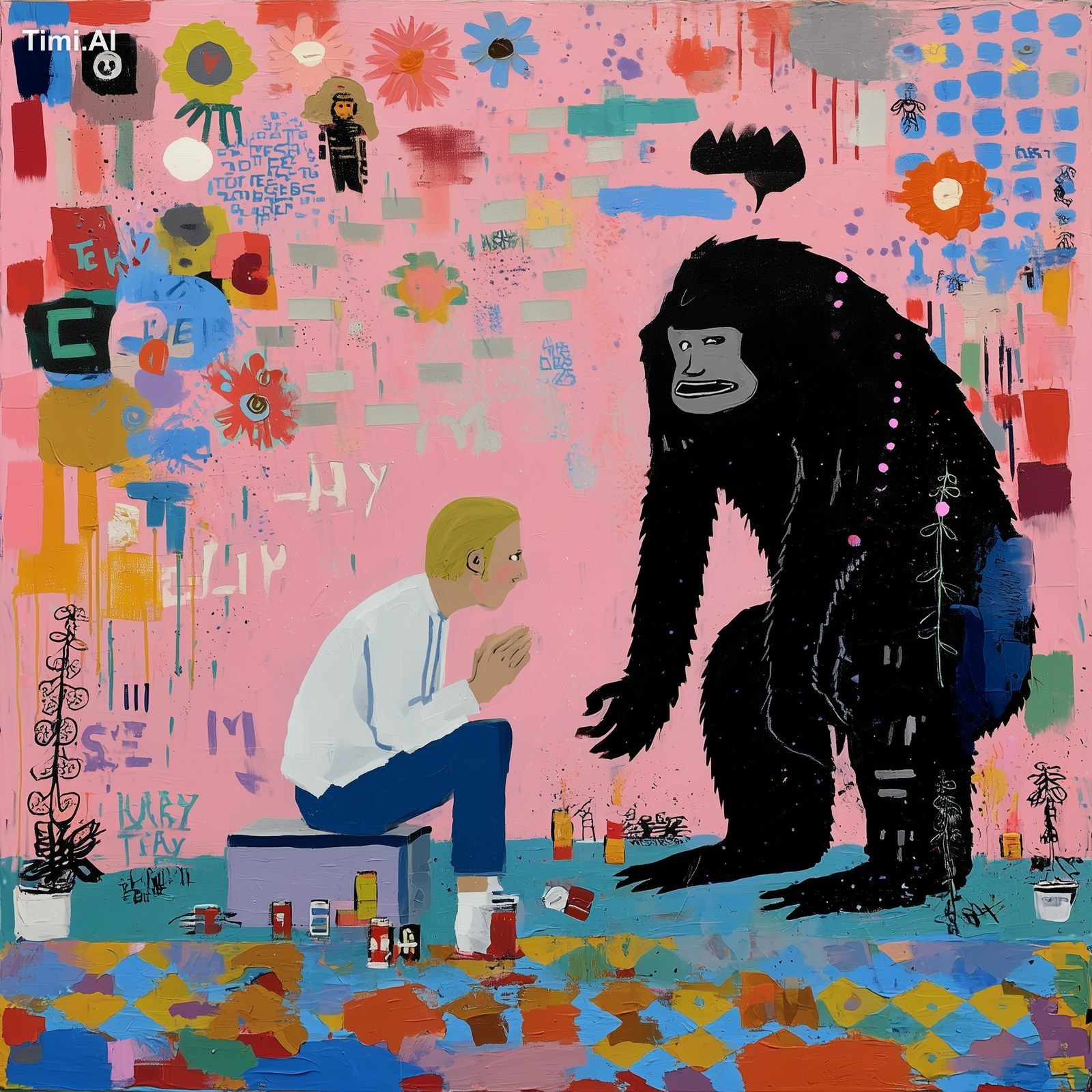 acrylic painting depicting the japanese concept of omoiyari showing the…