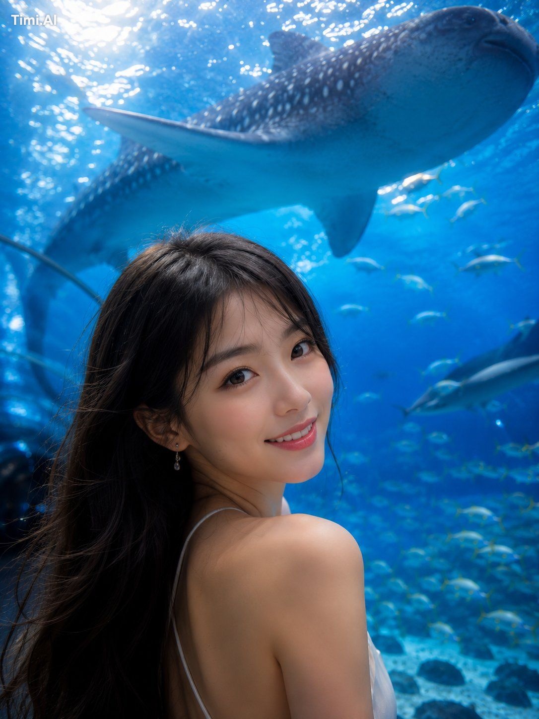 The model's face is clearly visible from a flattering 3/4 front angle, … 1