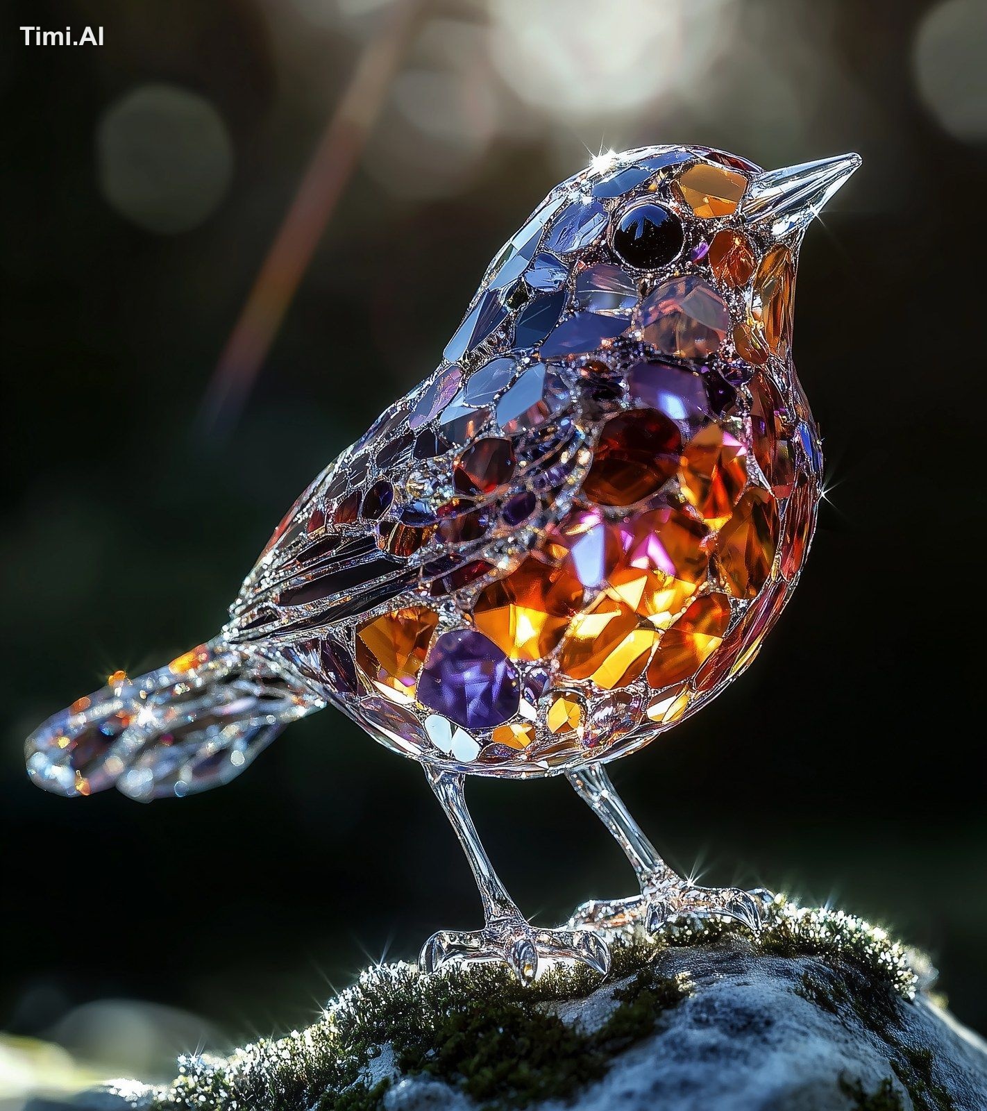 A beautiful crystal bird, a diamond in the shape of an American robin w…