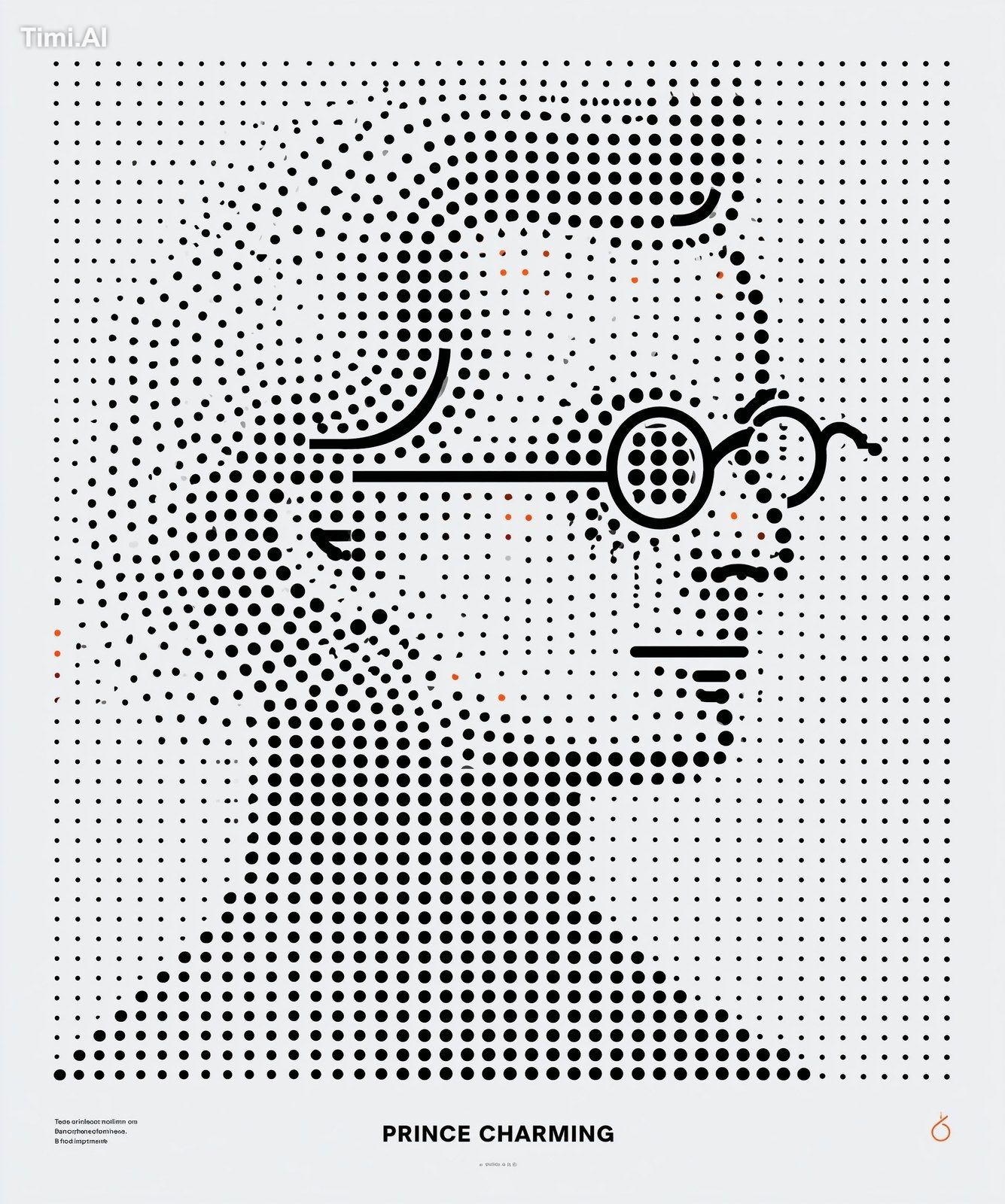 Illustrated poster featuring "PRINCE CHARMING". Kusama block print. The…